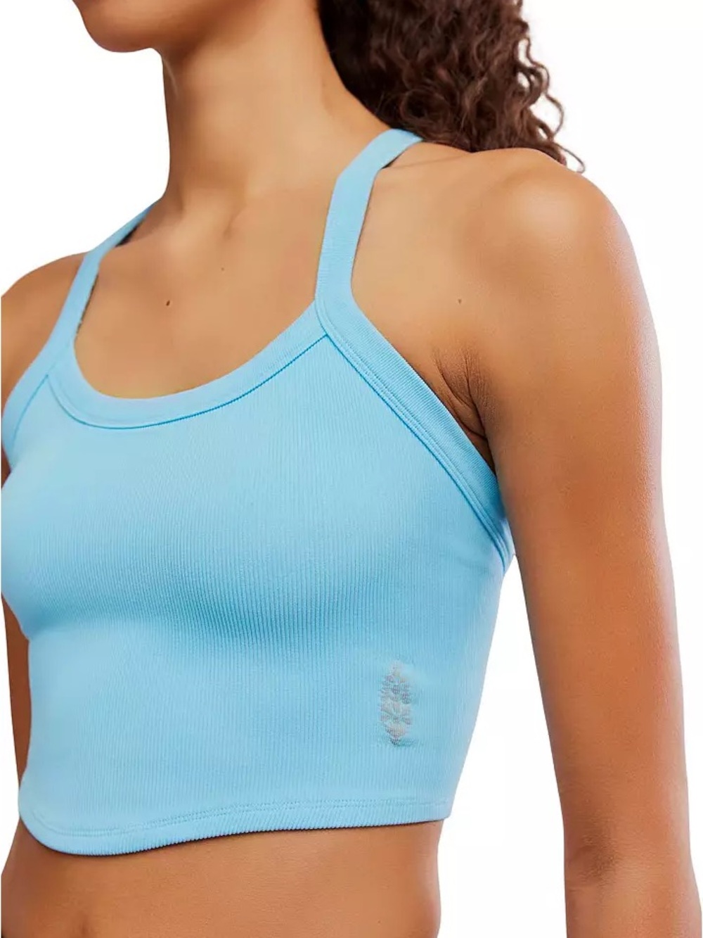 Free People Movement Bright Blue Ribbed Cropped Tank Top